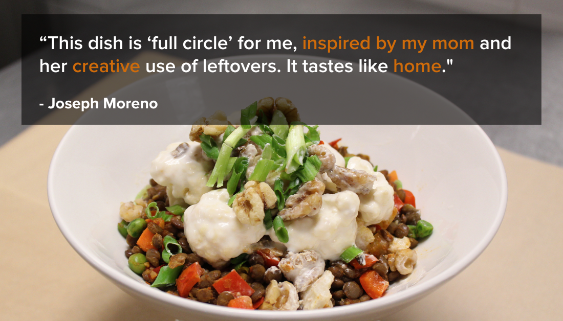 Chef Moreno from Stanford Health Care 2022 culinary contest winner recipe photo and quote